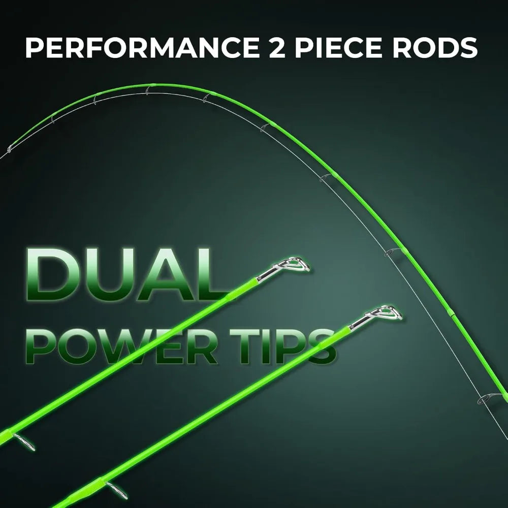 Dual-Tip Fishing Rod and Reel Combo, Spinning & Baitcaster, IM6 Graphite, Sensitive & Powerful for Freshwater