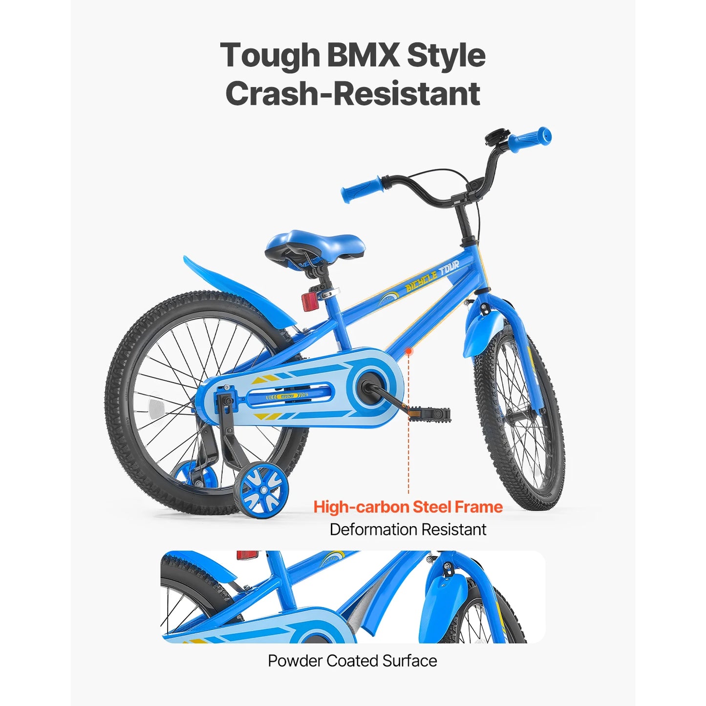 14/16/18in Kids Bike BMX Style Children Bicycle with Training Wheels Toddler Bike for Boys & Girls Learning to Ride