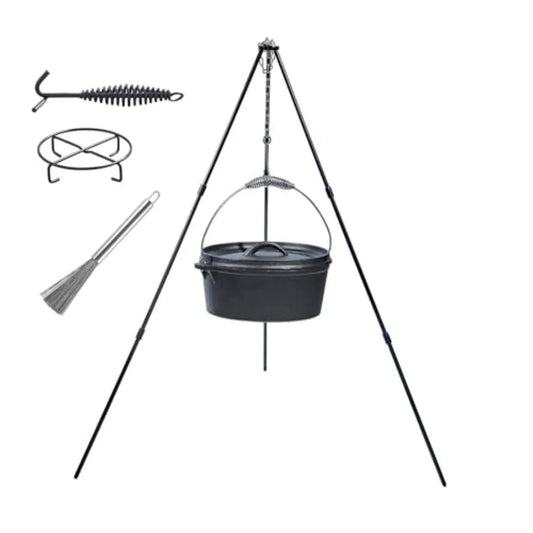 4.5Qt camping dutch oven with lid cast iron dutch oven Lifter Handle Camping Tripod Cast Iron Camping Cookware, Camping Oven -