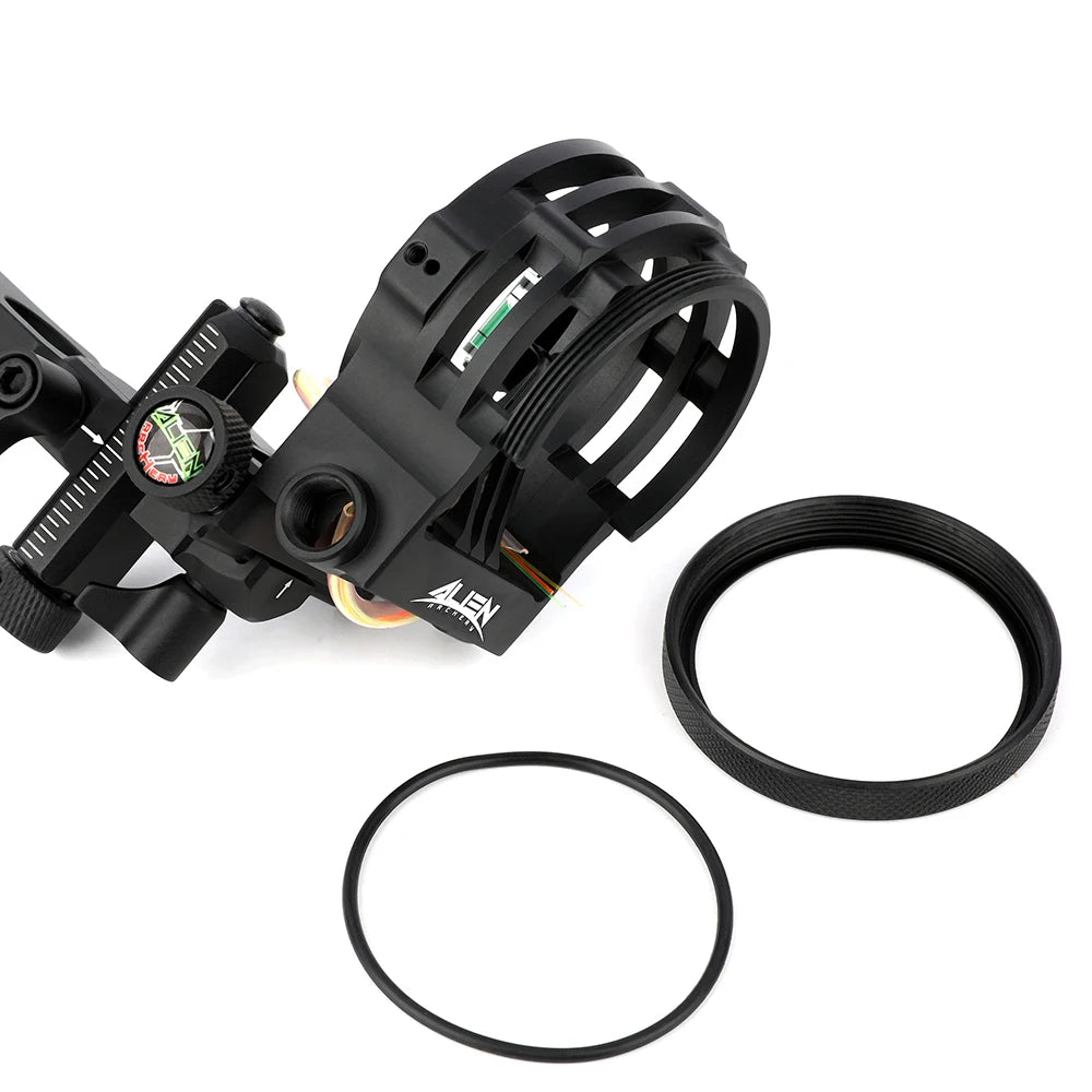 0.019“ Optical Fiber Compound Bow Sight Five Pin  Sight CNC Aluminum Alloy Left Right Hand for Adults Hunting Shooting Tool