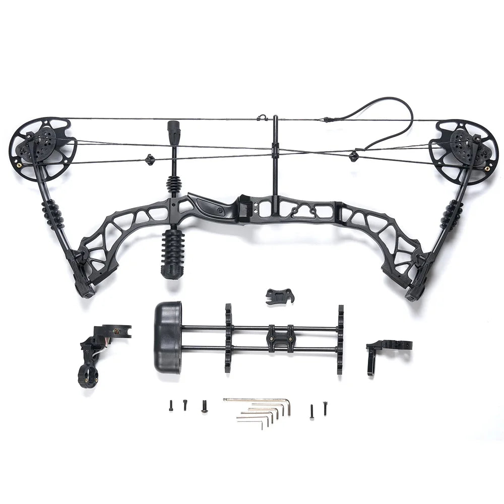 30-60lbs Compound Bow 37inchs Adjustable Hunting Bows with Sight Brush Stabilizer for Outdoor Archery Shooting