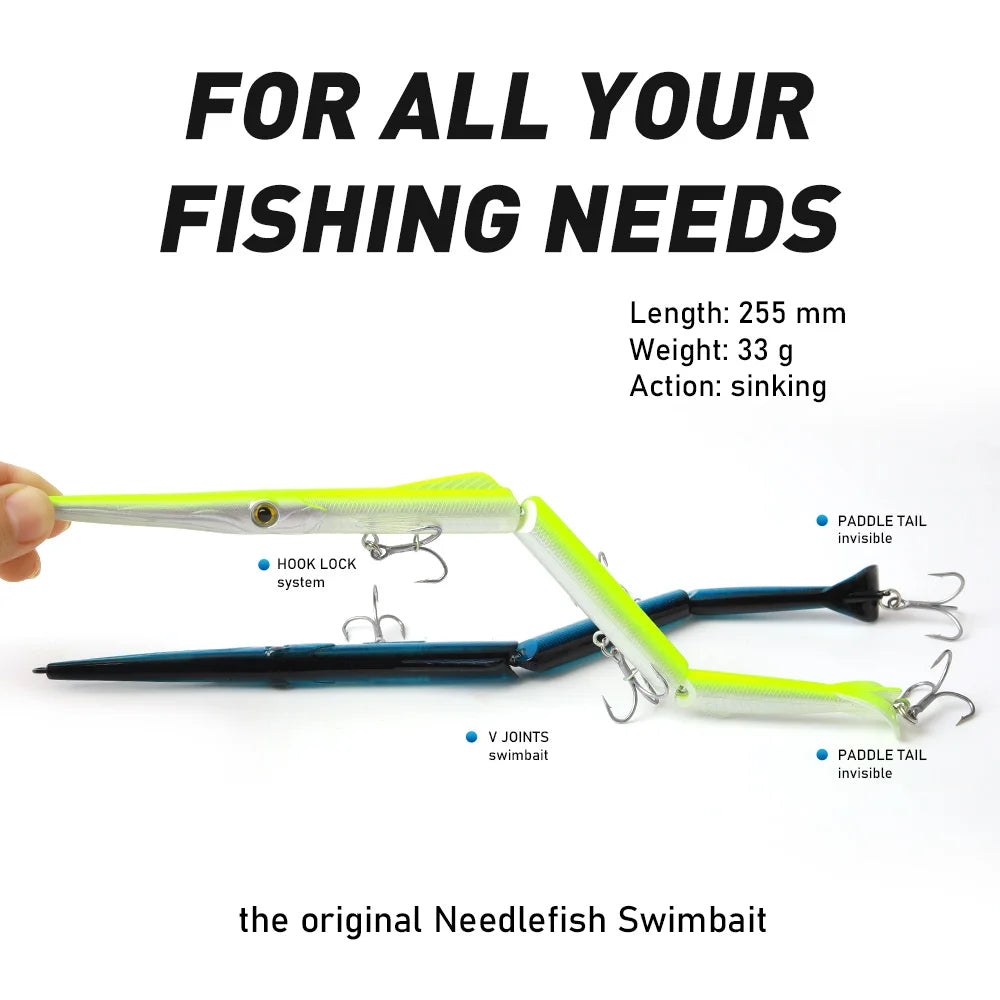 3pcs Jointed Pencil Fishing Lure 255mm 33g 3 Section Lure Needle Sinking Artificial Swimbaits For Saltwater Freshwater Bass Trout Pike Fishing