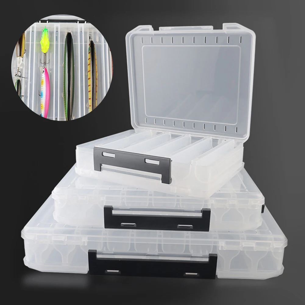 Double Sided Fishing Tackle Box 10/14/18 Compartment Fishing Lure Organizer Fishing Bait Container Box for Storage Big Baits