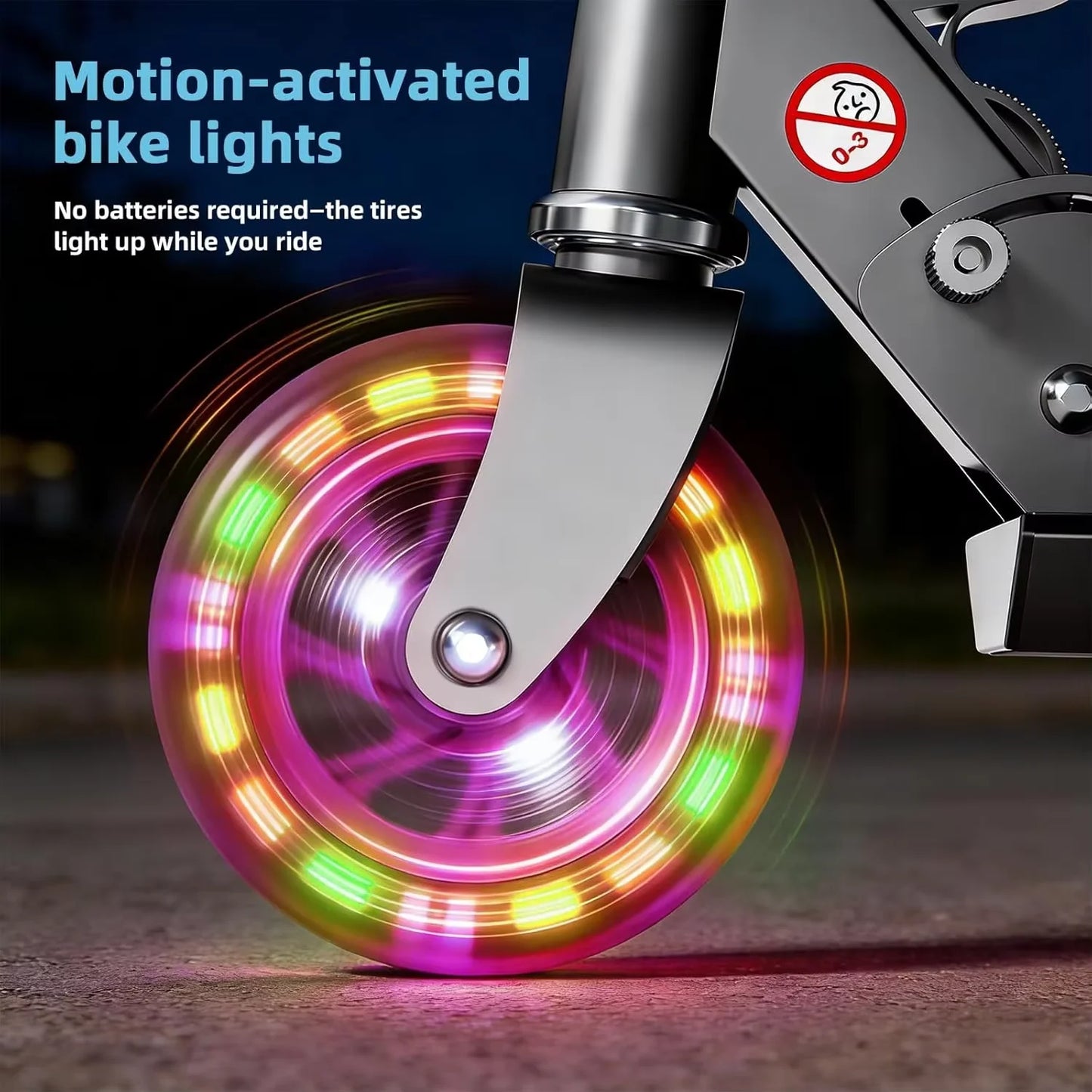 Foldable Kids Kick Scooter for Boys & Girls Ages 3+, 3-Level Adjustable Handlebar, Light-Up ABEC-10 Wheels Kick Scooter with Rear Brake, Suitable for Kids and Teens