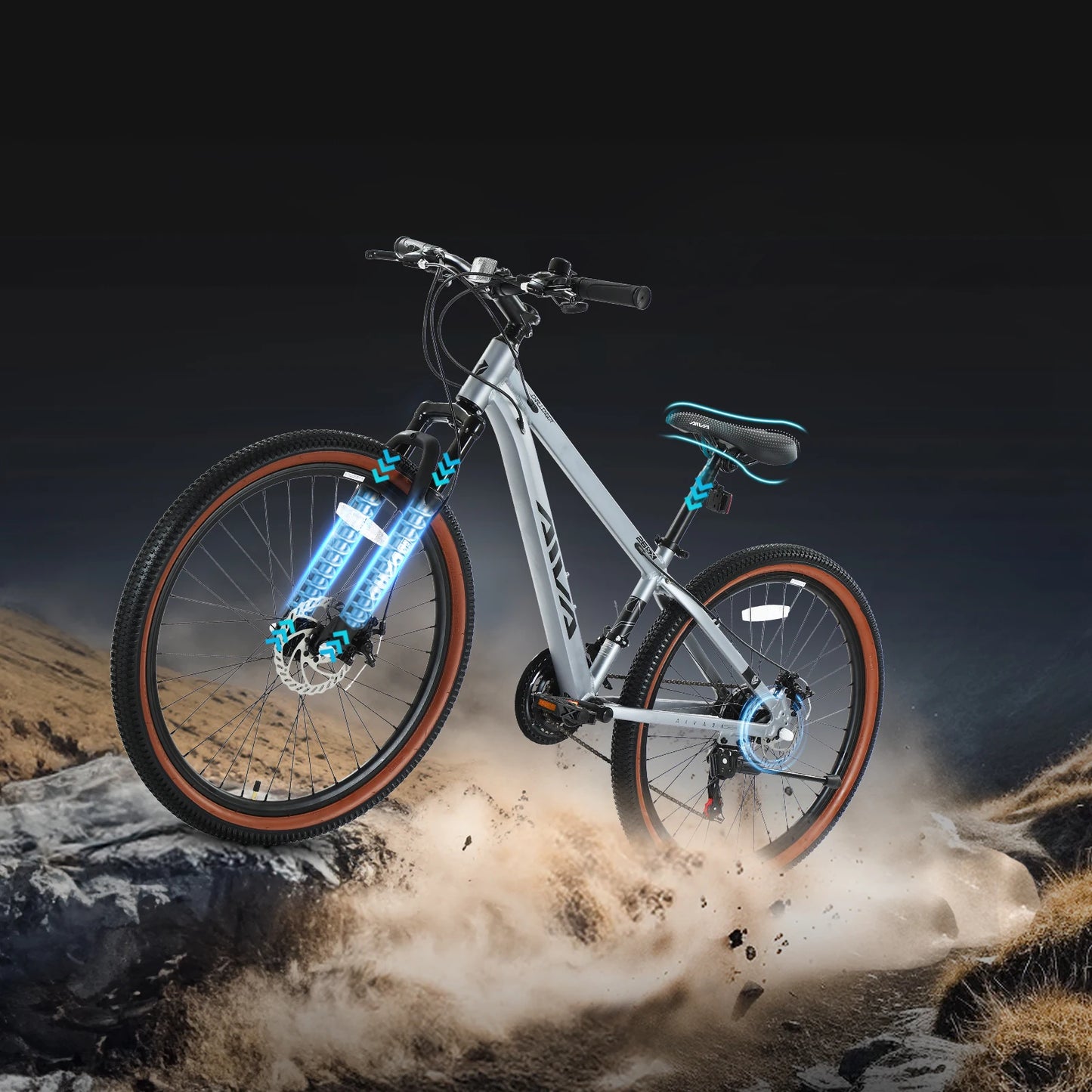 AIVA MT26FS 26 Inch Hardtail MTB, 21 Speed Mountain Bike, Bicycle for Teenagers and Adults, Lightweight Aluminum Frame, Suspension Fork, Front & Rear Disc Brakes