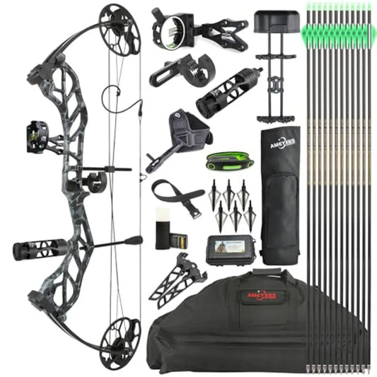 Archery E8 Compound Bow Set for Adults and Teens RTH Hunting and Target Practice 19-30 Draw Length 19-70 Lbs Draw Weight Up to