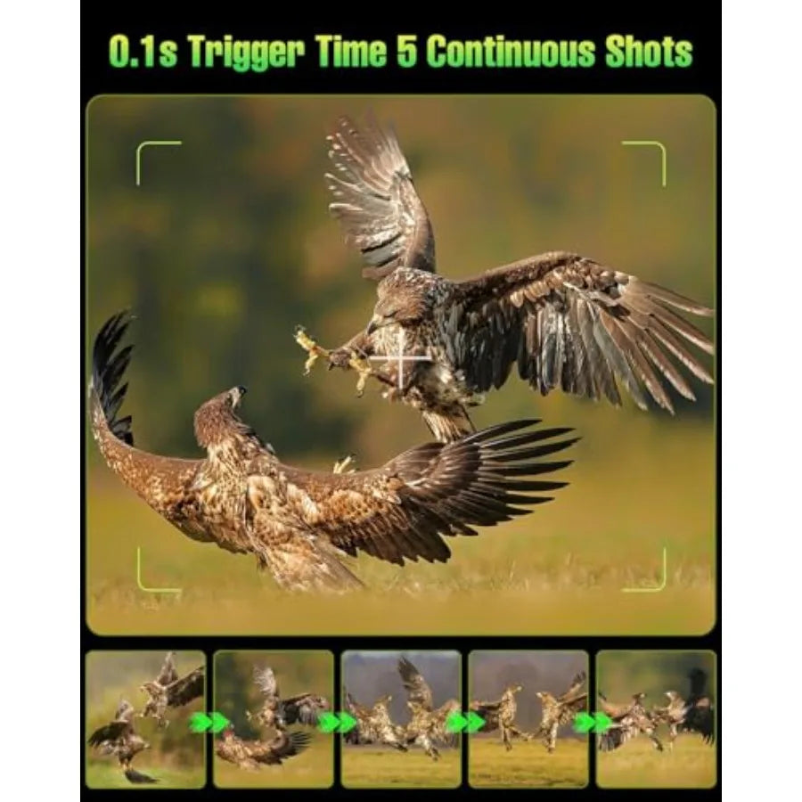 Trail Camera for wildlife hunting: solar-powered 4K 64MP with 5000mAh battery, 64GB SD card, IP67 waterproof housing, black alu