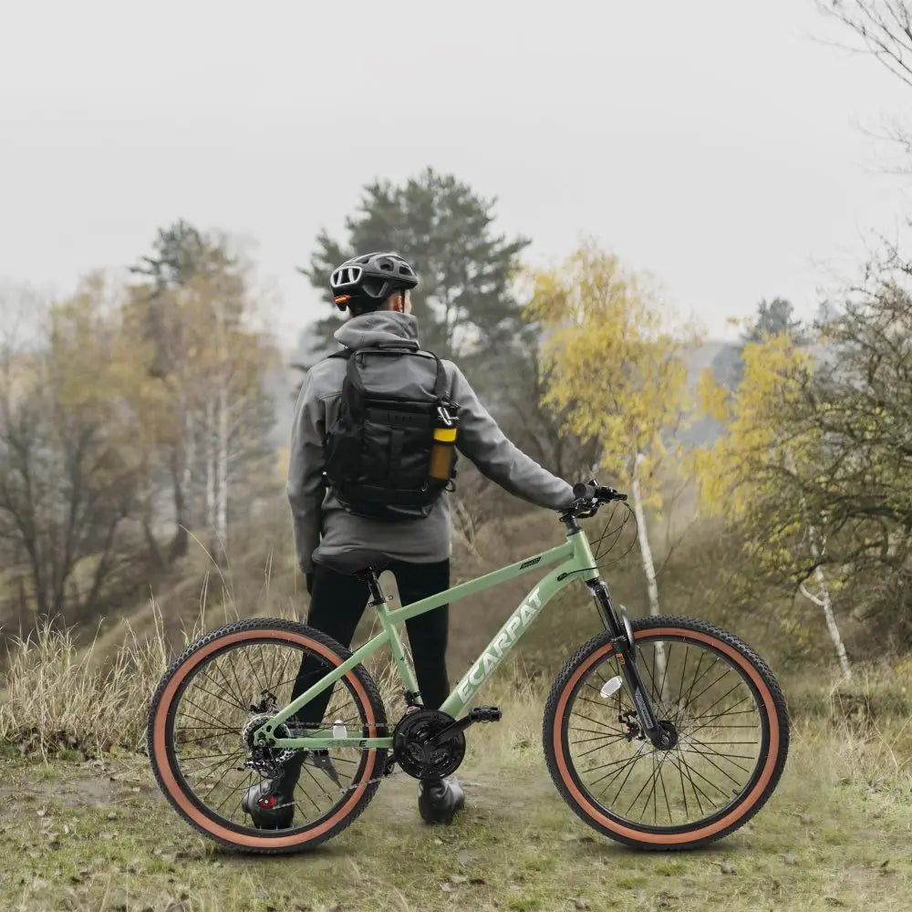 27.5 Inch Mountain Bike for Adults, Durable High Carbon Steel Frame, Front & Rear Disc Brakes, Stylish Brown Edge Tires, Wear-Resistant All Terrain Bicycle, Ideal for Urban Commuting & Outdoor Exploration