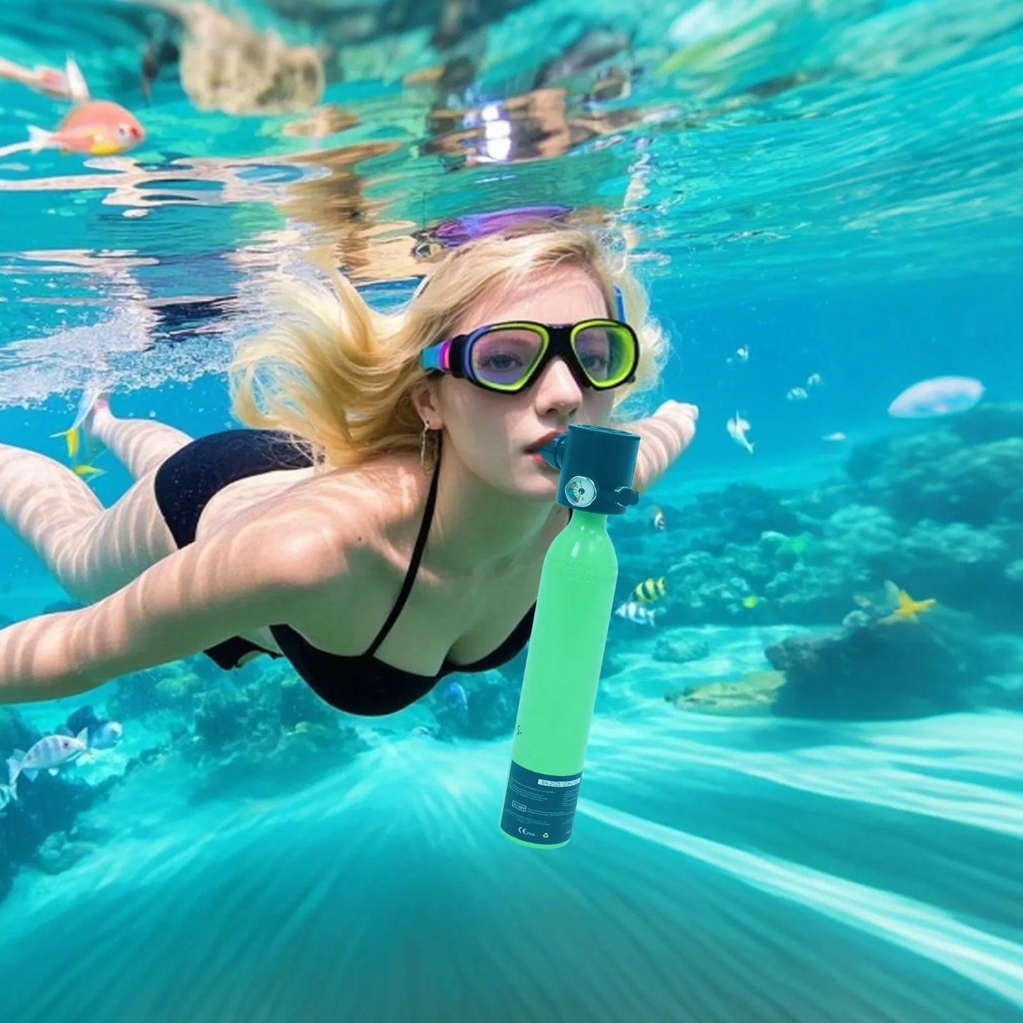 0.5L Mini Underwater Diving Tank Kit, Single Respirator Bottle Valve, Water Snorkelling Lung Tank for Diving