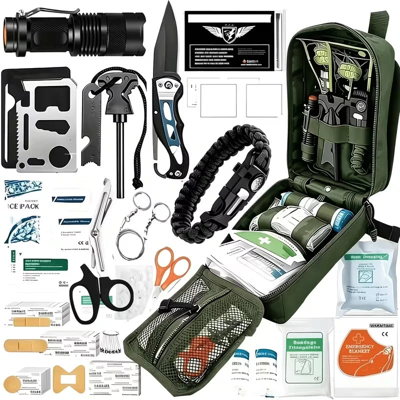 250-Piece Professional Survival & Outdoor Gear Set Comes with fire starters, compasses and multi-functional outdoor tools. Ideal for camping and adventure enthusiasts, perfect as gifts for men, fathers and husbands. Suitable