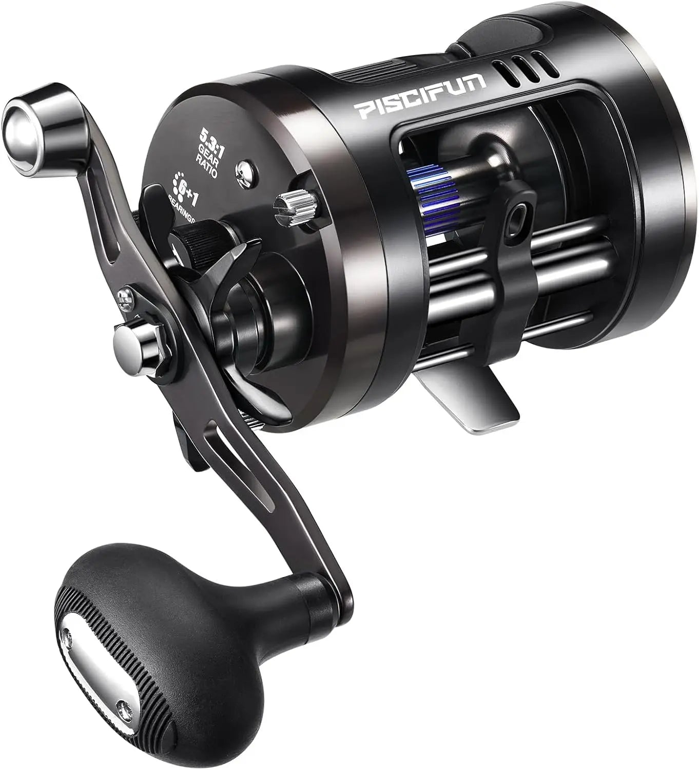 Chaos Pro Baitcasting Fishing Reel, CNC Machined Body Round Catfish with 25LB Max Drag, Waterproof