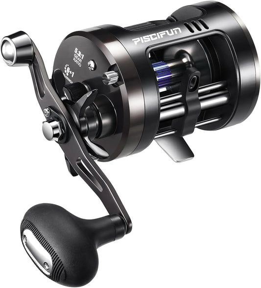 Chaos Pro Baitcasting Fishing Reel, CNC Machined Body Round Catfish with 25LB Max Drag, Waterproof