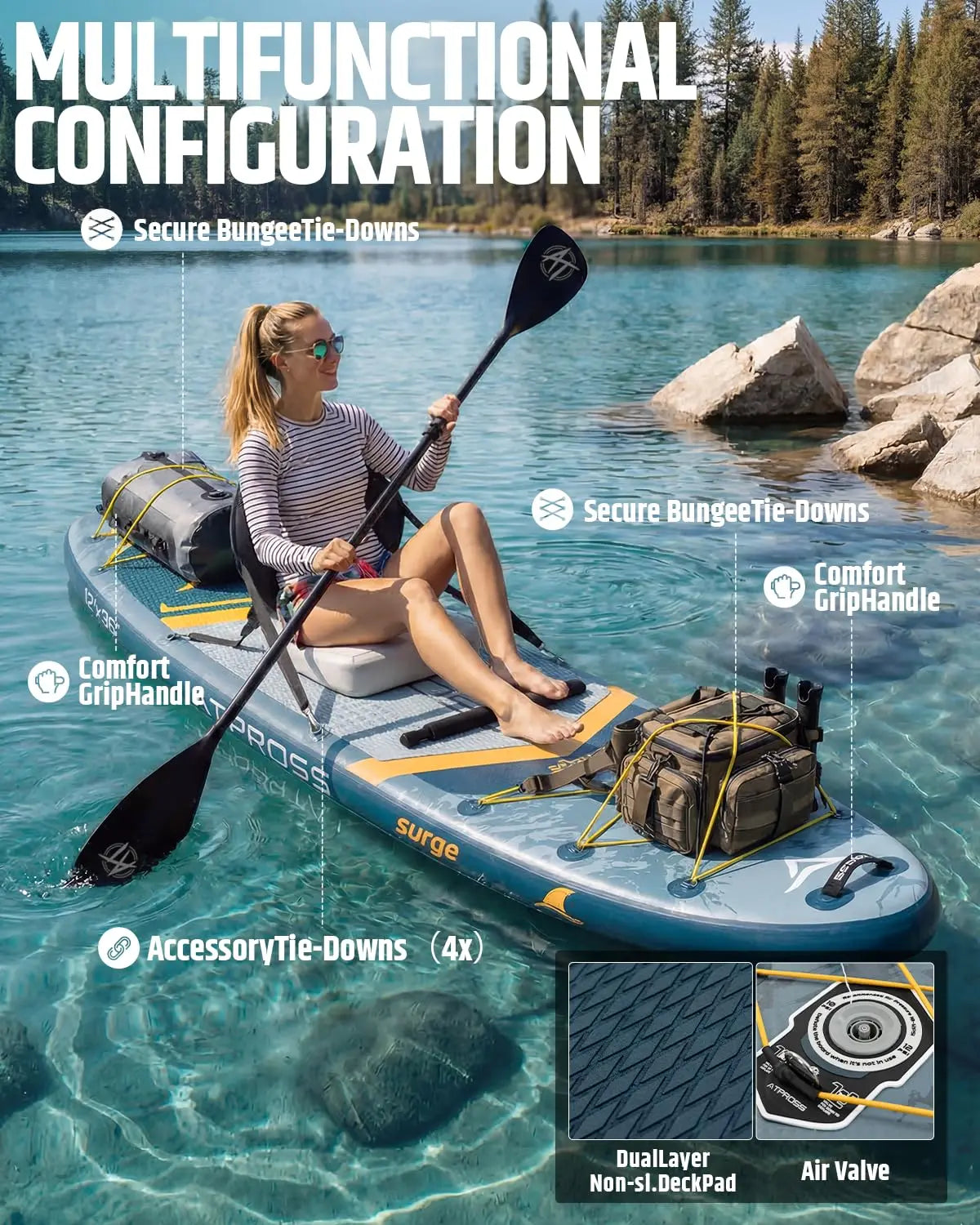 12'x36 Inflatable Paddle Board, 500lbs Extra Wide Stand Up Paddleboard for Adults with Premium SUP Accessories Kit &, Custom