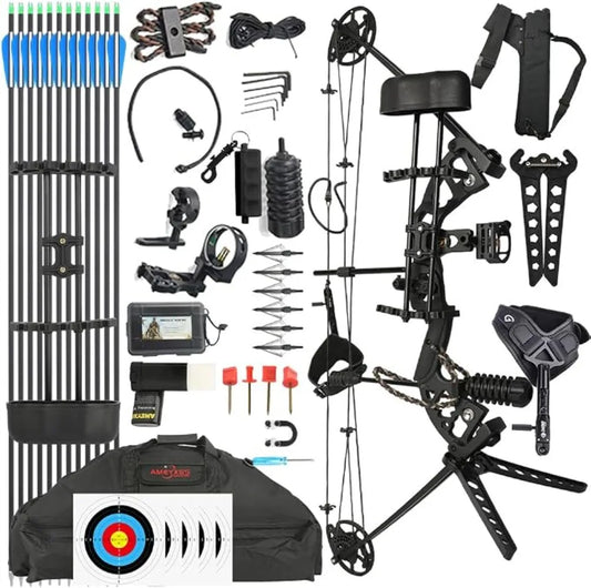 Archery Dual Purpose Compound Bow Set RH Kit 40-70Lbs Steel Ball & Arrow Dual Shooting Design Outdoor Hunting Sports