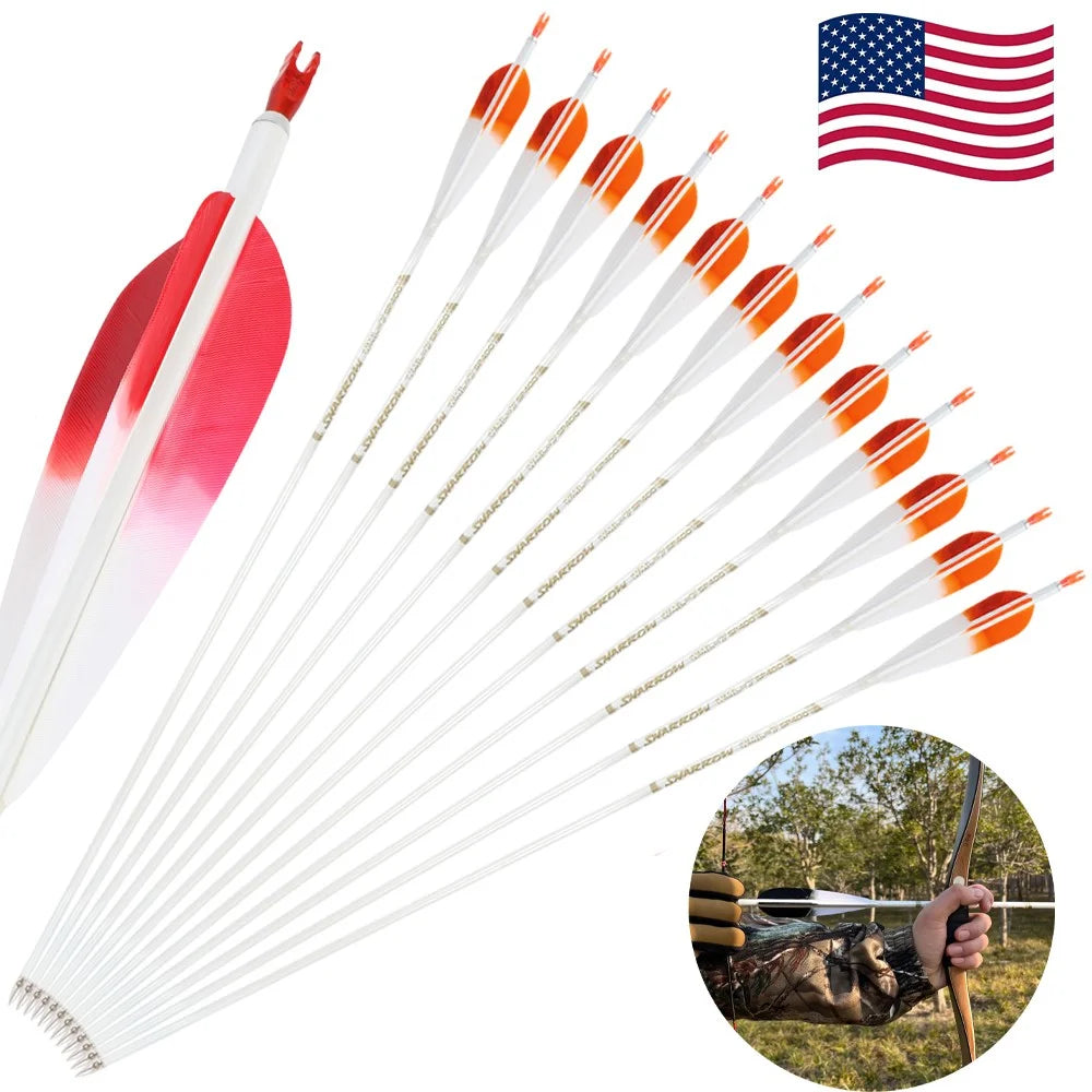 6pcs Pure Carbon Arrows Spine 500 Arrow Shaft +/- 0.003 Archery Recurve Bow Compound Bow Outdoor Hunting Shooting Target Arrows
