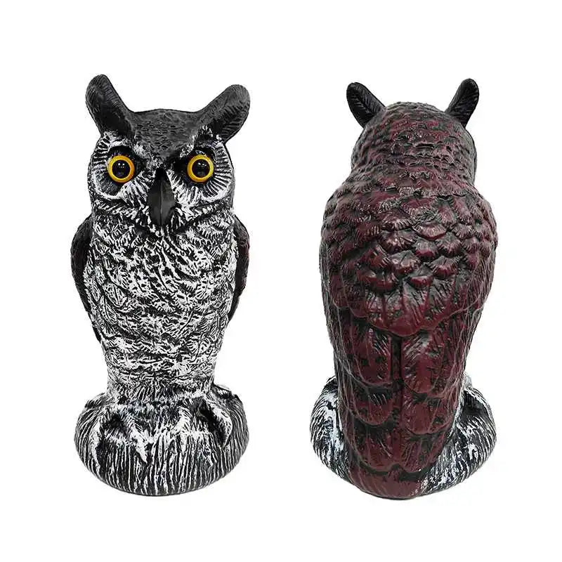 15.7" Garden Owl Statue Owl Decoys for Outdoor Garden Yard Plastic Owl Figurine Eyes to Scare Birds Away for Patio Lawn Ornament