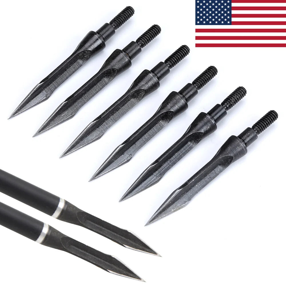 12pcs Hunting Arrowhead General Thread High Carbon Steel Arrow Head for Outdoor Archery Shooting Hunt Target Broadhead