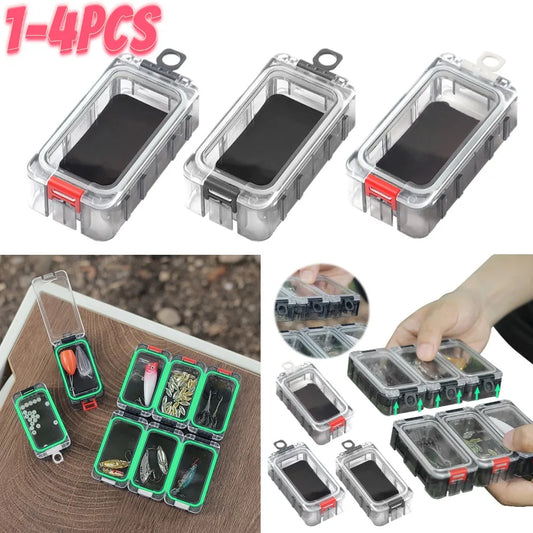 1-4Pcs Expandable Fishing Tackle Box Fishing Tool Box with Magnetic Function Fishing Hardware Toolbox Luminous Fishing Accessory