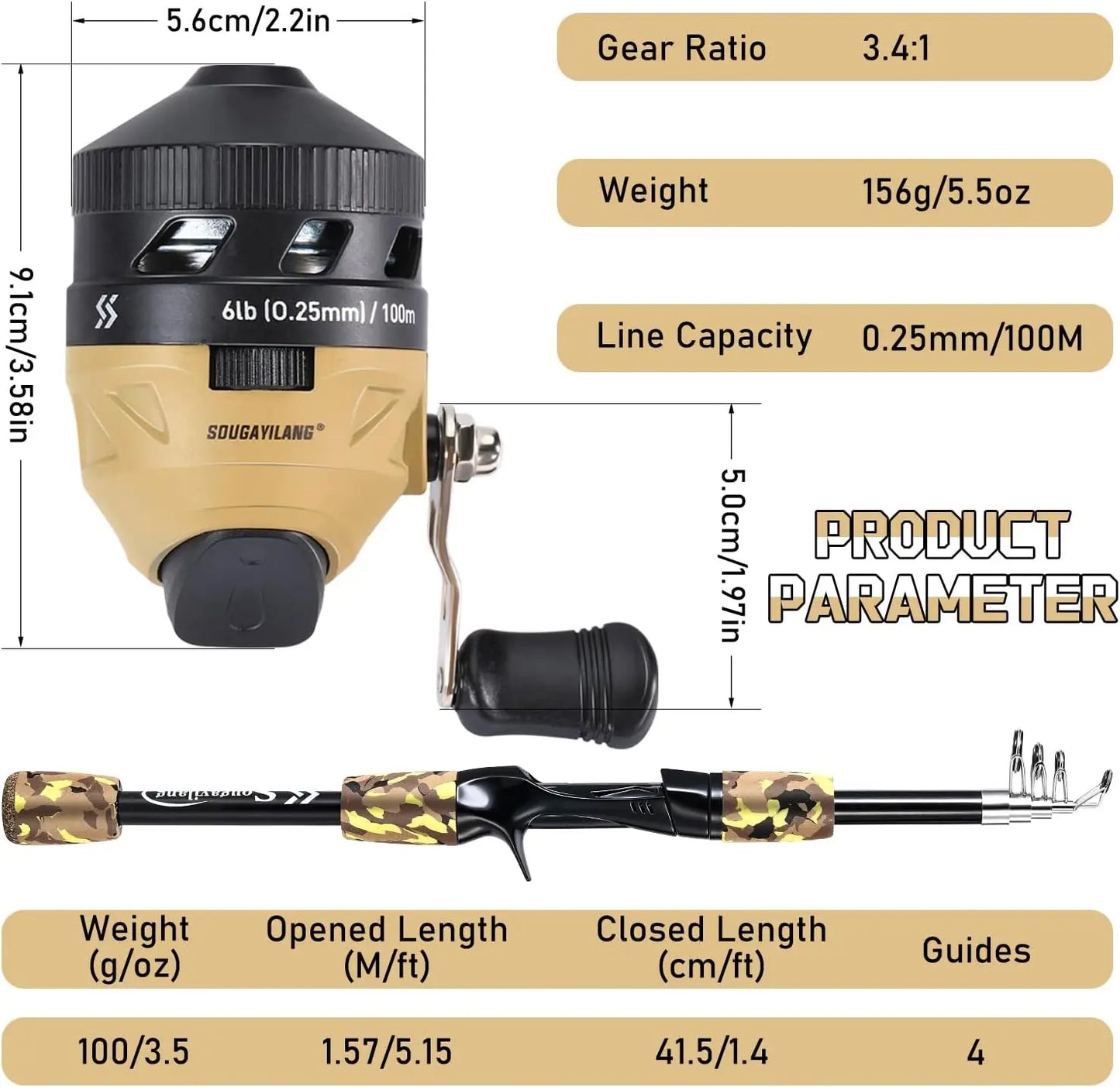 Kids Fishing Rod and Reel Combo, Lightweight Telescopic Pole with Spincast Reel, Tackle Bag & Lures, Perfect Starter Kit for Youth, Girls, Boys