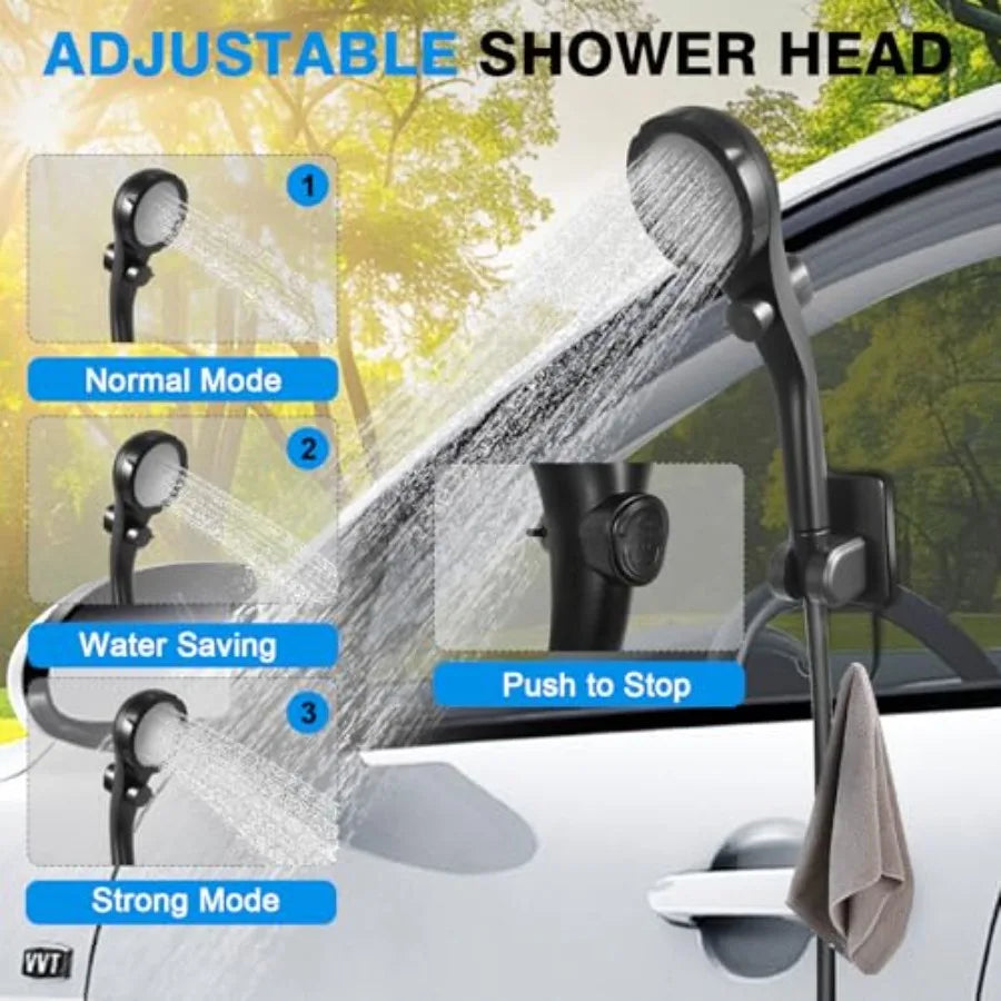 Portable Camping Shower with 5 Gallon Water Jug 6000mAh Rechargeable Outdoor Camping Shower Kit IPX7 Waterproof Pump BPA Free W