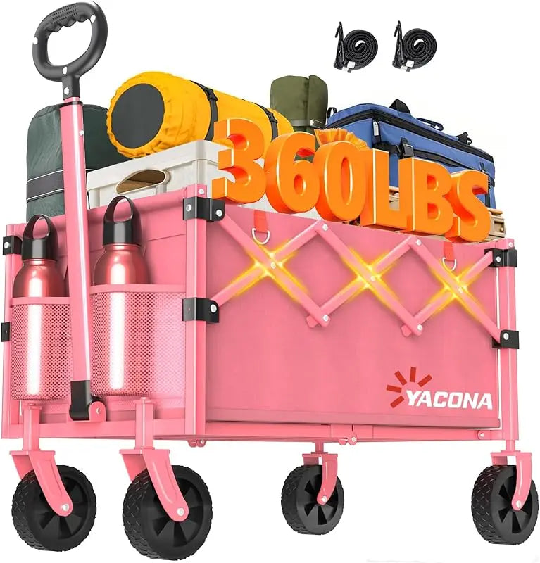 Foldable Lightweight Utility Wagon Cart - Portable with Wheels | Ideal for Grocery Shopping, Camping, Beach, Garden & Sports