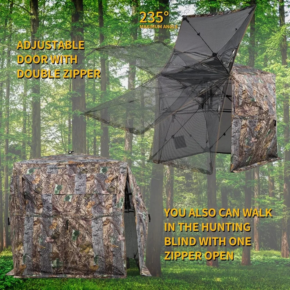 Hunting Blind 270/360 Degree See Through Ground Blind with Carrying Bag, 2/3 Person Pop Up Camouflage Tent - High quality