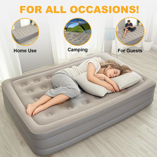 Home Floor-laying Folding Automatic Inflatable Mattress Air Bed Portable Outdoor Camping Flocking Moisture-proof Built-in Pump