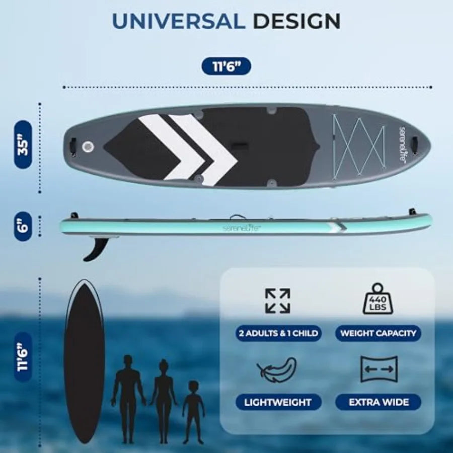 XL Inflatable Stand Up Paddle Board Extra-Wide Pet Family-Friendly SUP for Adults Pets Non-Slip Deck Lightweight Stable Design