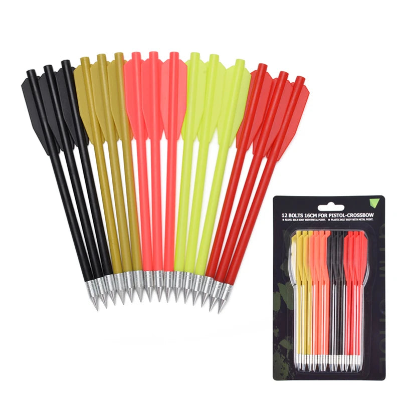 60Pcs Crossbow Bolts 6.3" Carbon Arrows Vanes Pistol Mini Bow Archery Hunting Target Red/Black/Pink/Yellow/Muddy yellow