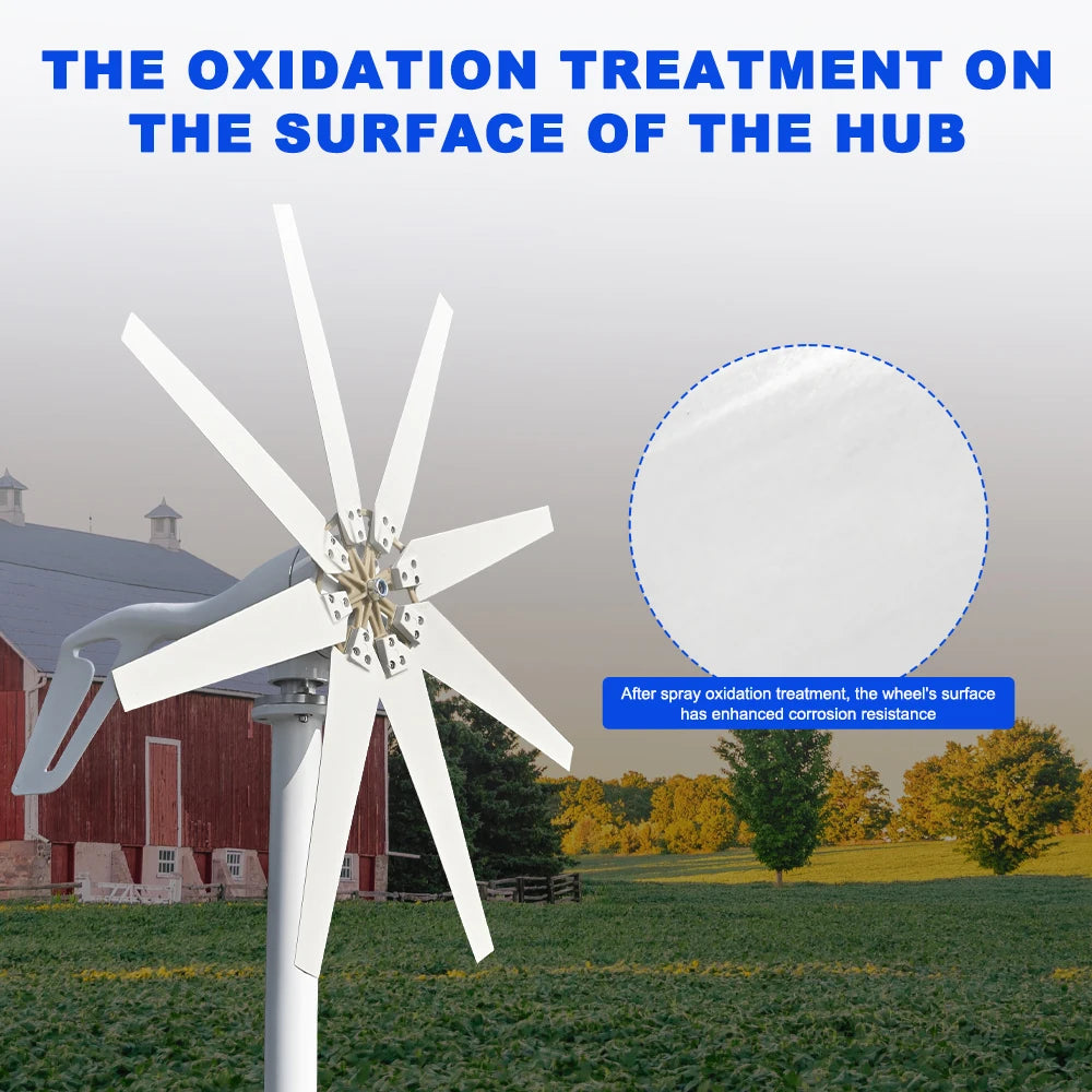 US Delivery of 3000W Horizontal Turbine 12V/24V/48V Low-Noise Household 220V From