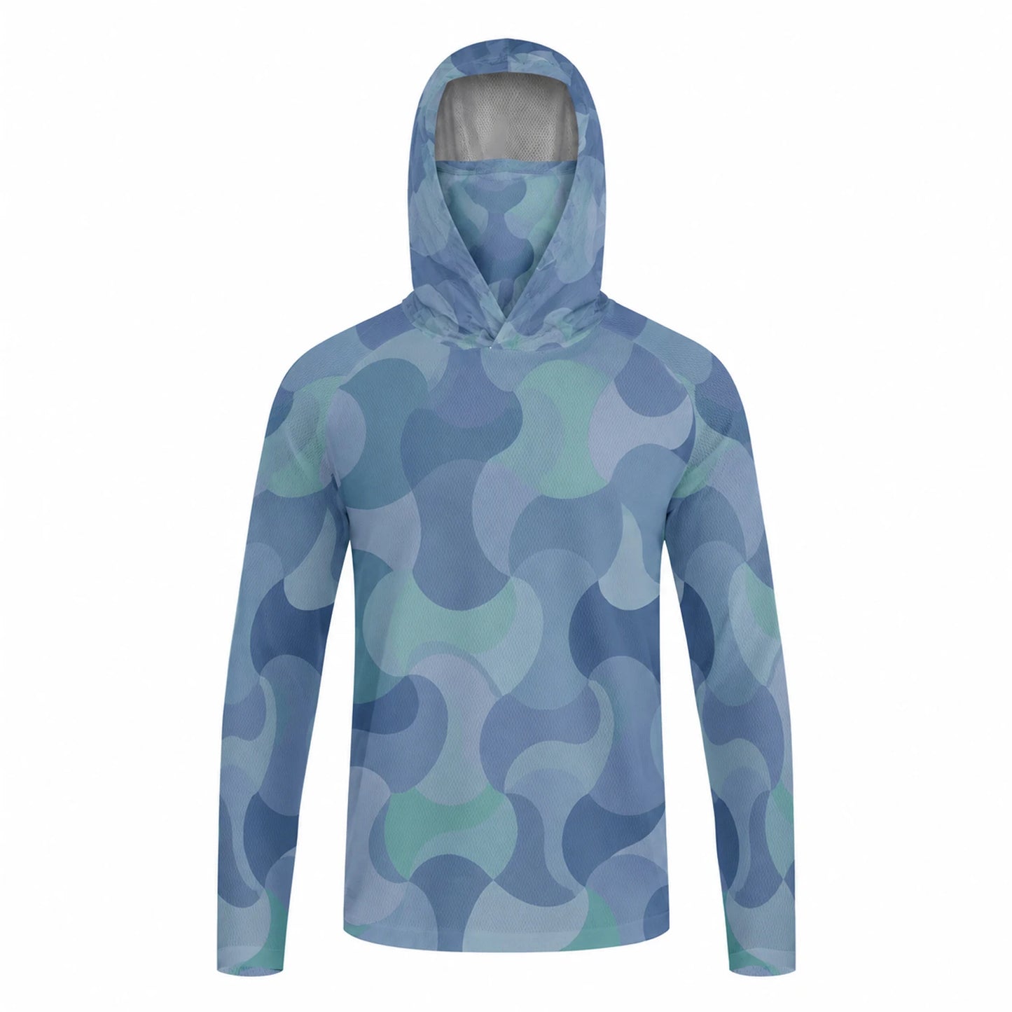 UPF 50+ Long Sleeve Hooded Face Cover Fishing Shirts Quick Dry Sweatshirts Breathable UV Protection Men Fishing Jerseys