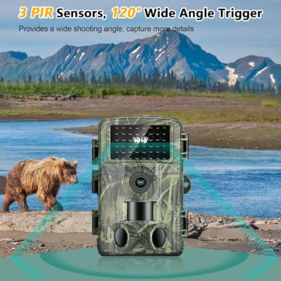 Wildlife monitoring trail camera with 4K/60MP resolution, IP66 waterproof housing, black matte finish, no-glow infrared LEDs an
