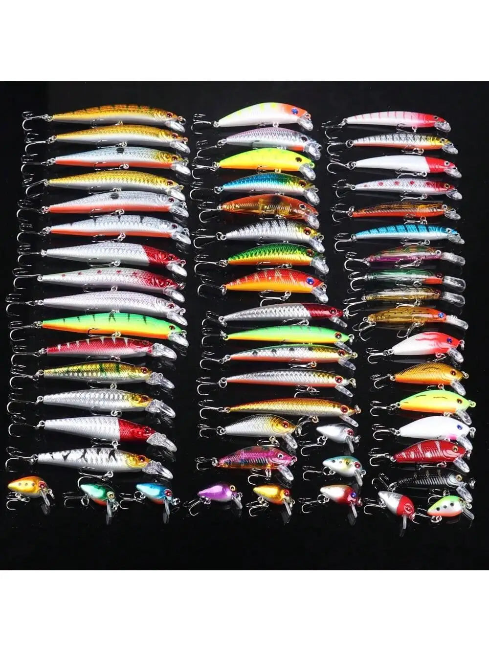 56pcs Fishing Lures Kit Mixed Including Minnow Popper Crank Baits With Hooks For Saltwater Freshwater Trout Bass Salmon Fishing