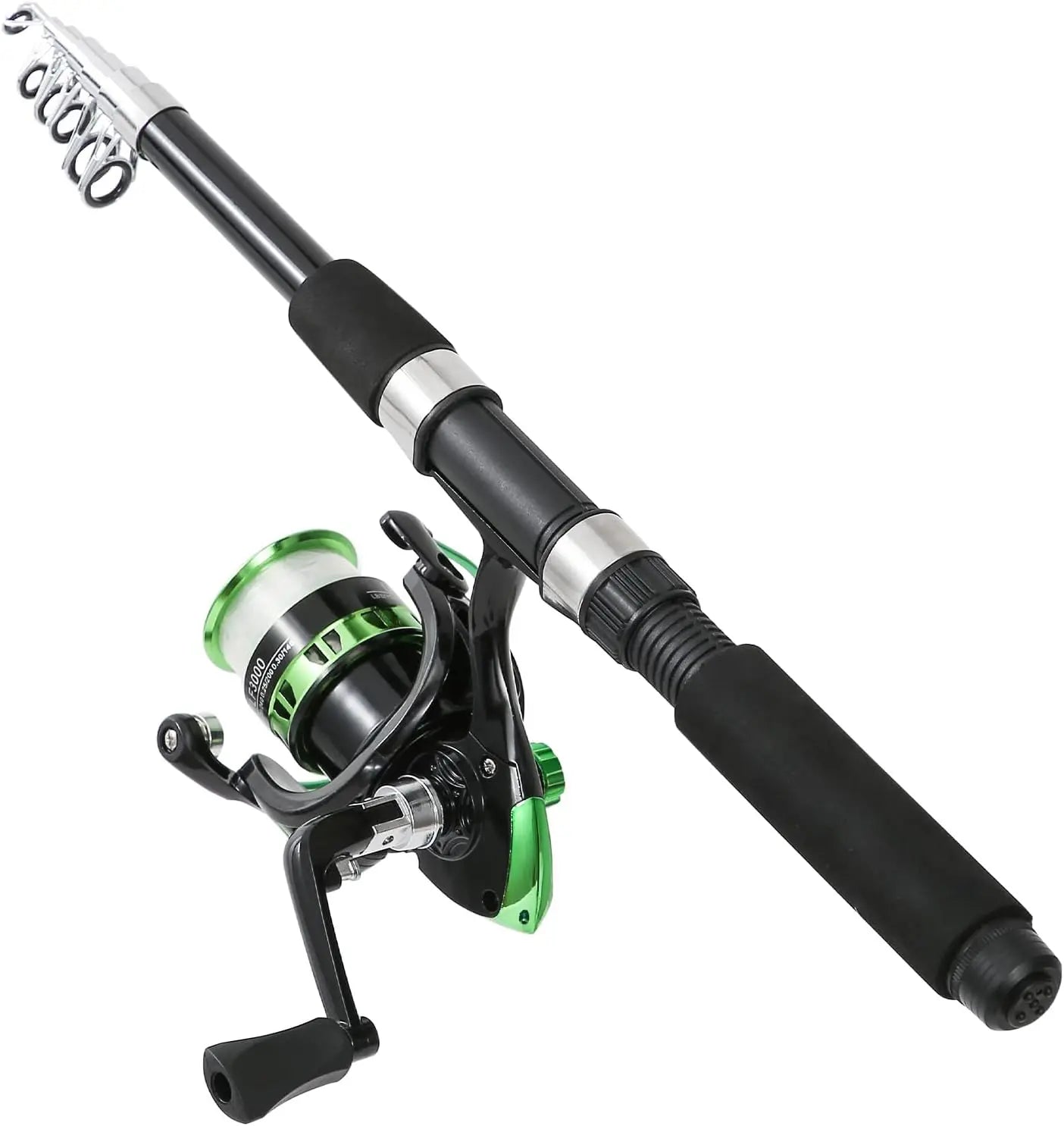 2-Piece Telescopic Fishing Rod & Reel Combo with Pliers, Lip Gripper & Carrier Bag, Pre-Loaded Spinning Reels, 6.9ft Each