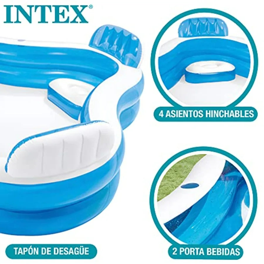 Inflatable Pool 90 X 90 X 26 for Ages 3+ Swim Center Family Lounge Durable PVC Material Blue Color Easy Setup and Storage
