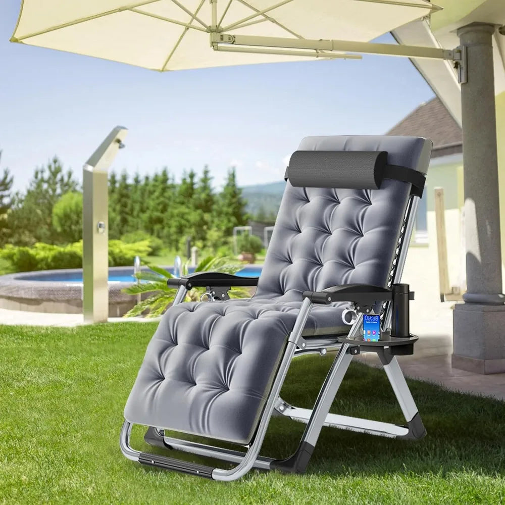 2 Pack Zero Gravity Chair, Outdoor Lounge Chairs Sun Loungers with Removable Cushion,Headrest,Cup Holder,Reclining, Customized