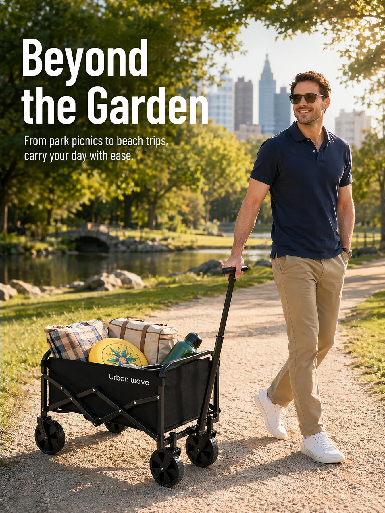 Collapsible Wagon with Wheels, 220 lbs Wagons CartsFoldable Wagon Cart with Flexible Handle, LightweightPortable Folding Utility Grocery Shopping Cart for GrocerySports Garden Camping
