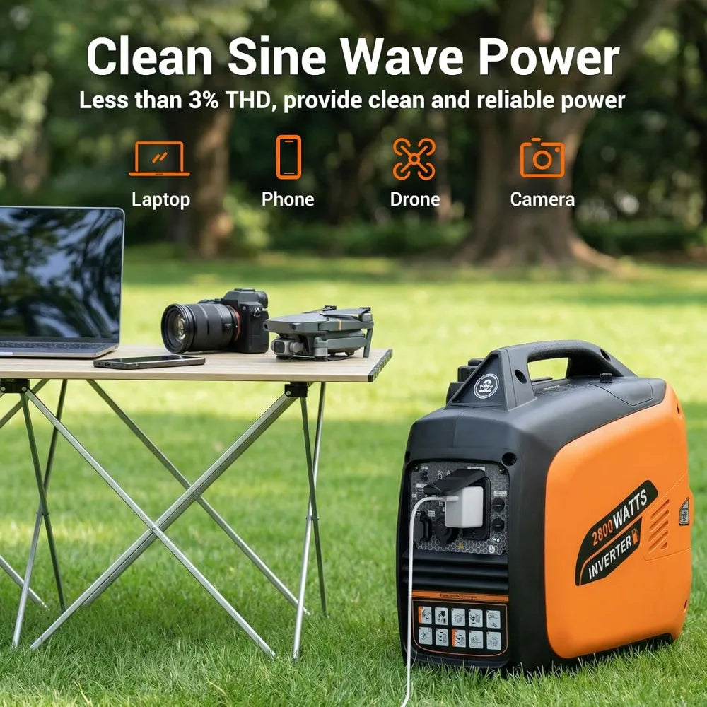 2800-Watts Portable Inverter Generator, Gas Generators for Home Use, Camping, Super Quiet Emergency Home Backup,, Customized