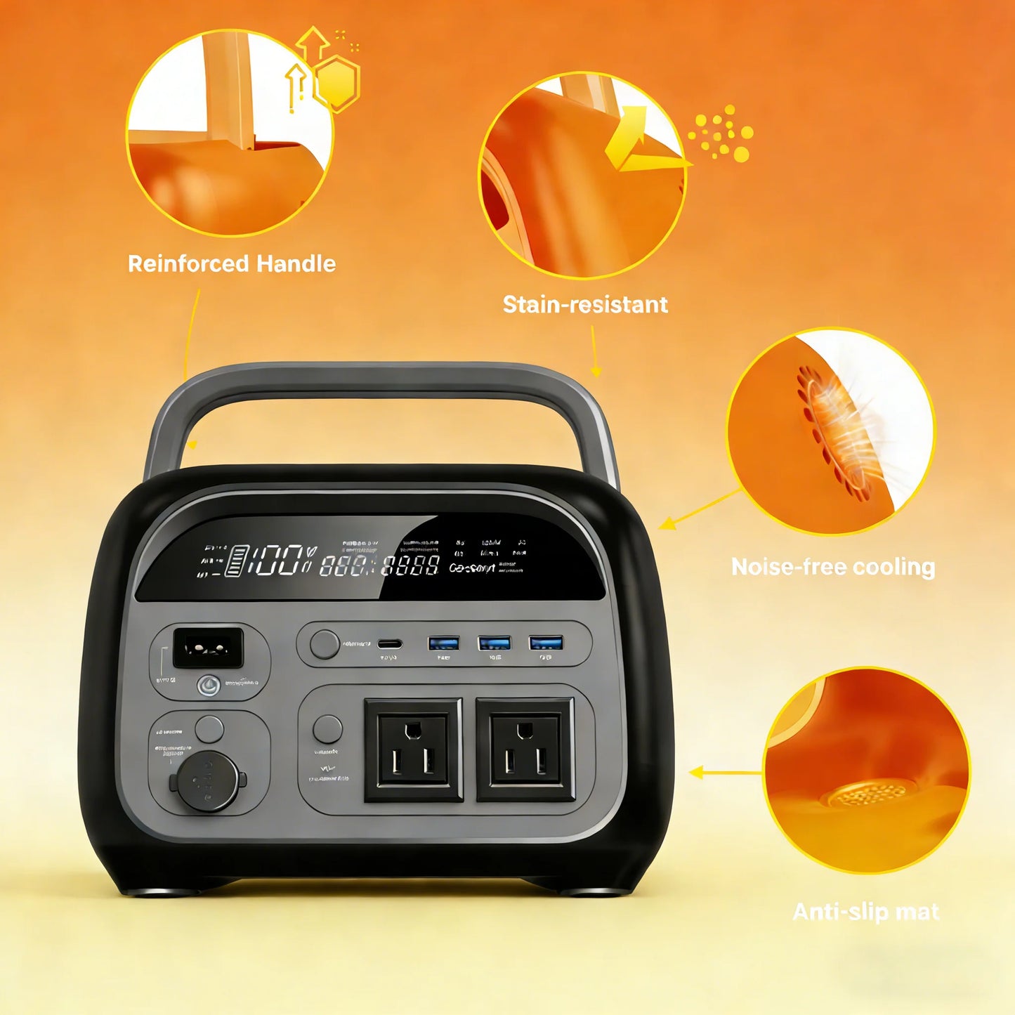 CTOLITY AC110 345.6Wh 500W Portable Power Station LiFePO4 Solar Generator 3500+ Cycles For Camping Hiking Fish
