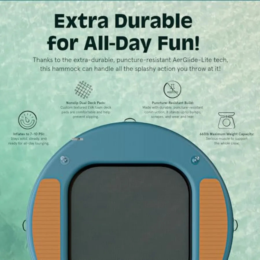8' 10' XL Inflatable Water Platform Floating Dock with Cooling Mesh Center for Adults Lake Ocean Use Puncture-Resistant Pool Fl