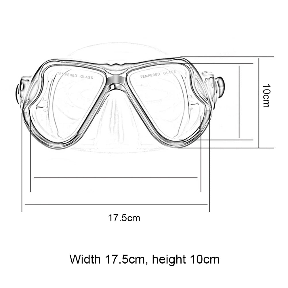 Snorkel Mask Swimming Goggles Scuba Diving Silicone Skirt Len Wide View Training With Nose Cover Adjustable Strap Ultra Clear