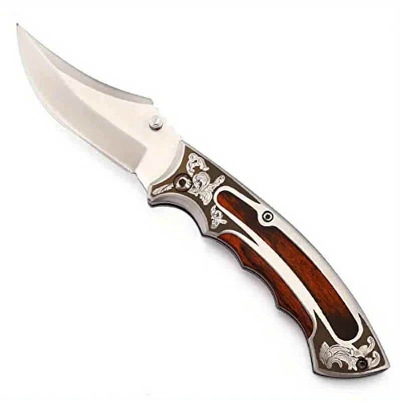 Pocket Knife Folding Knife Stainl Steel Blade + Handle Stainl Steel And Colored Wood for Hunting Camping Fishing Hiking Outdoor