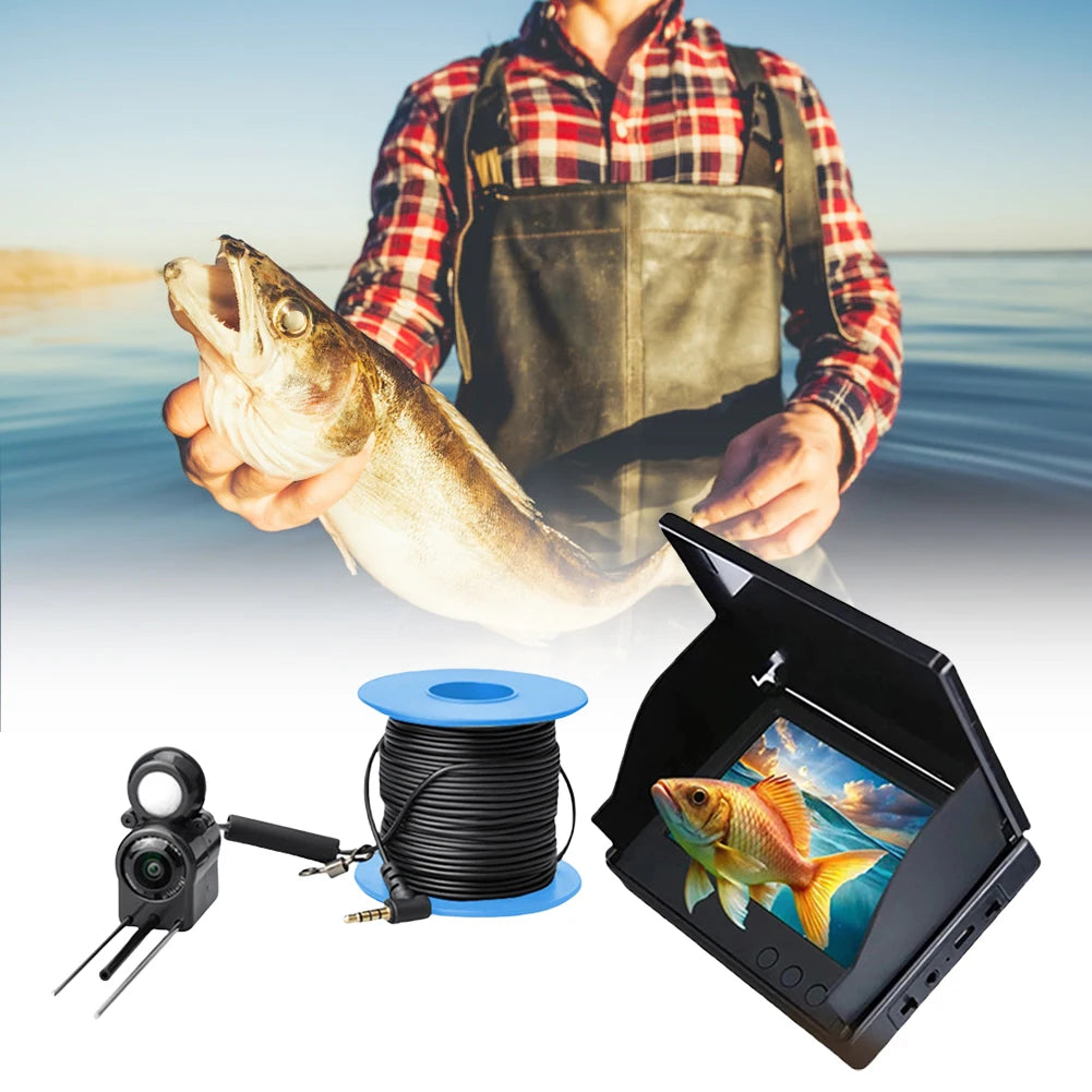 Underwater Fishing Camera 4.3 Inch IPS Monitor Fish Finder Night Vision Waterproof 15/20/30m Cable for Ice Boat and Lake Fishing