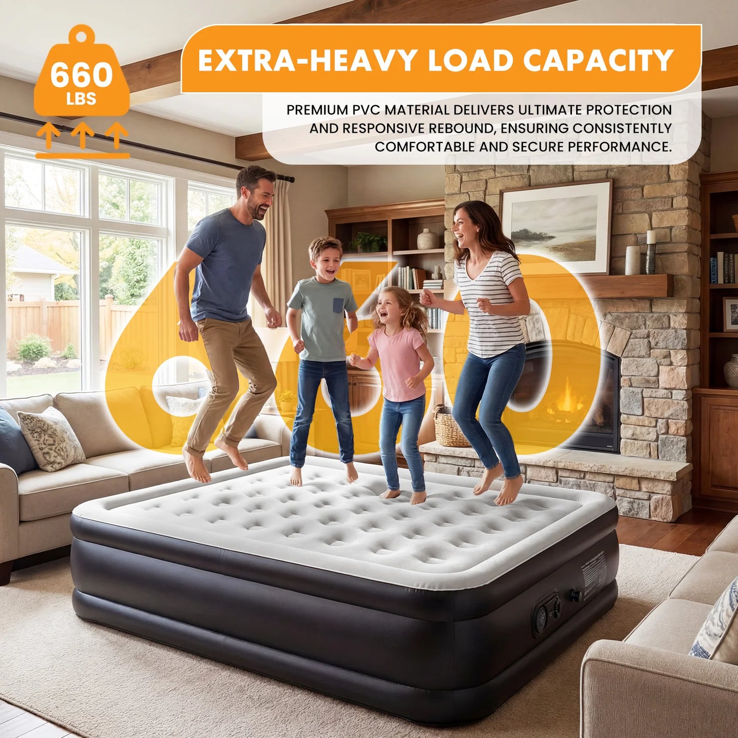 MCQ Queen Air Mattress 22IN Tall Inflatable Blow Up Airbed with Built-in High Capacity Pump Air Bed for Home or Camping