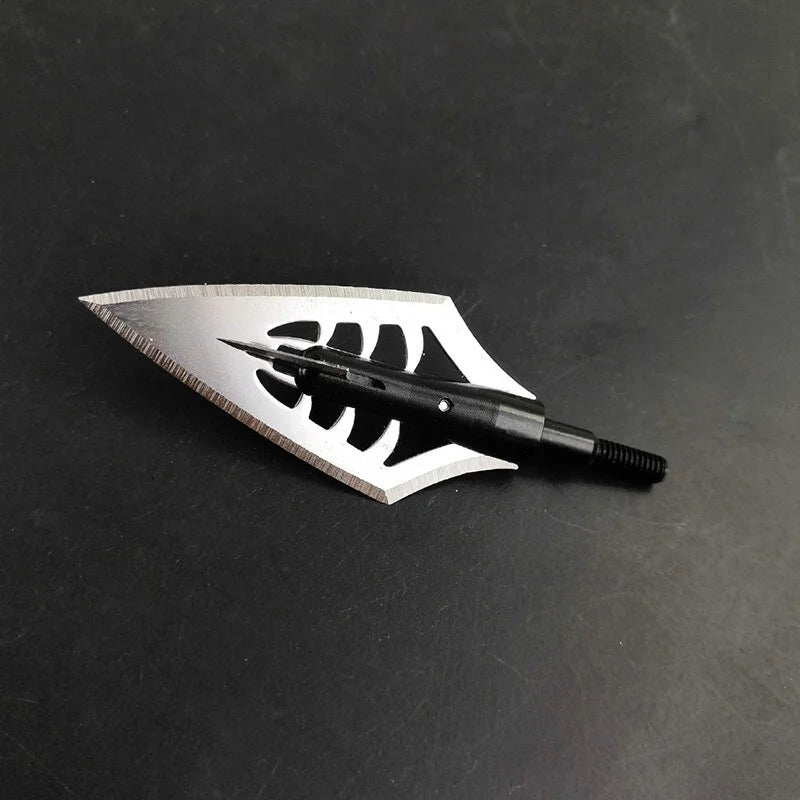 Blade Arrowhead 6pcs Anodized Aluminum Alloy with Storage Box Silver Black Universal Thread Broadheads for Compound Recurve Crossbow Hunting Shooting Target Practice Durable Archery Accessories