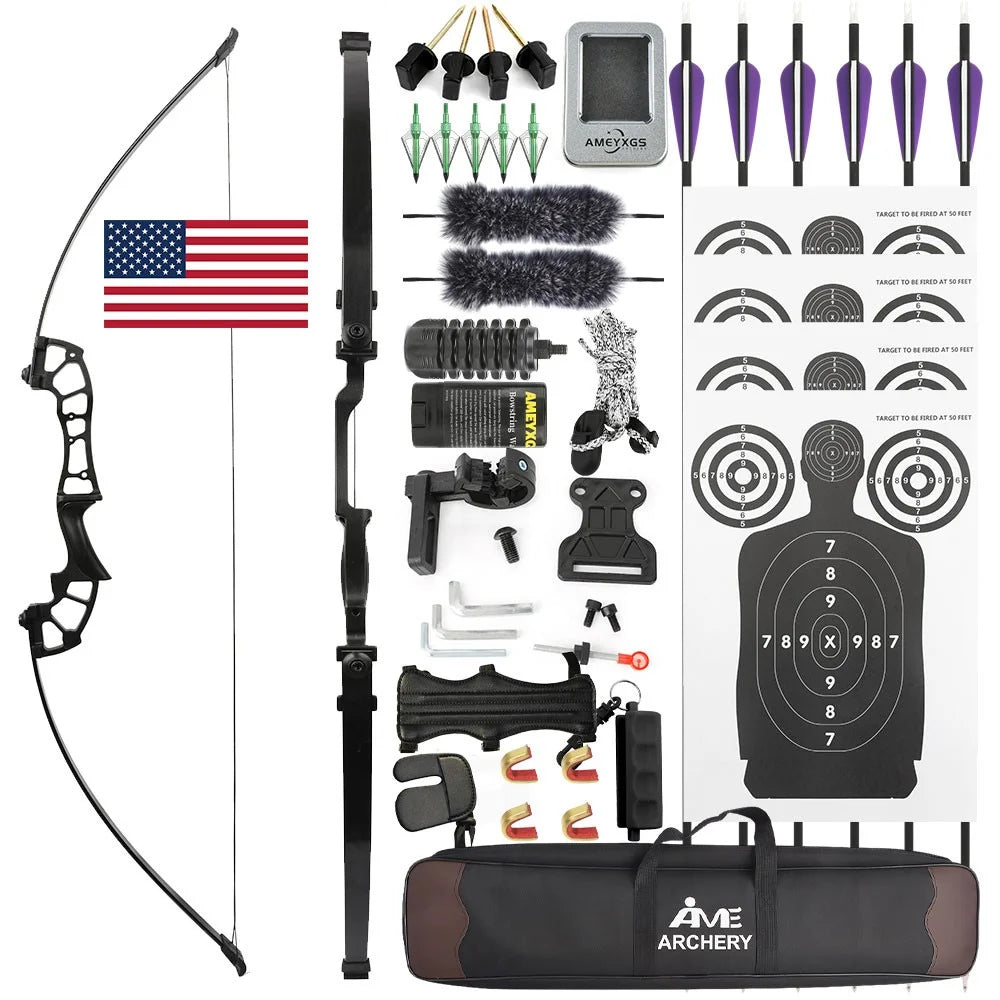 Straight Pull Bow Set 40/50Lbs Takedown Recurve Bow Right Hand for Archery Outdoor Shooting Target Practice Hunting Beginner Adults