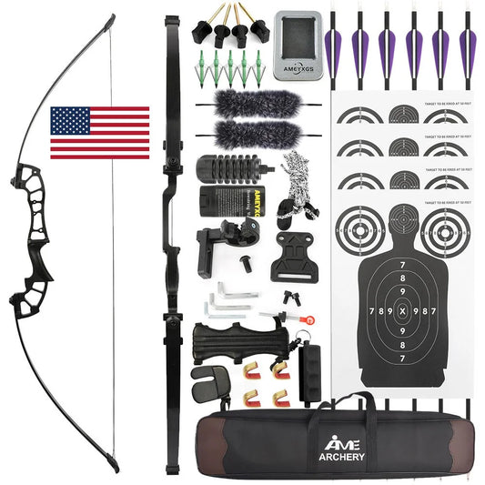 Straight Pull Bow Set 40/50Lbs Takedown Recurve Bow Right Hand for Archery Outdoor Shooting Target Practice Hunting Beginner Adults