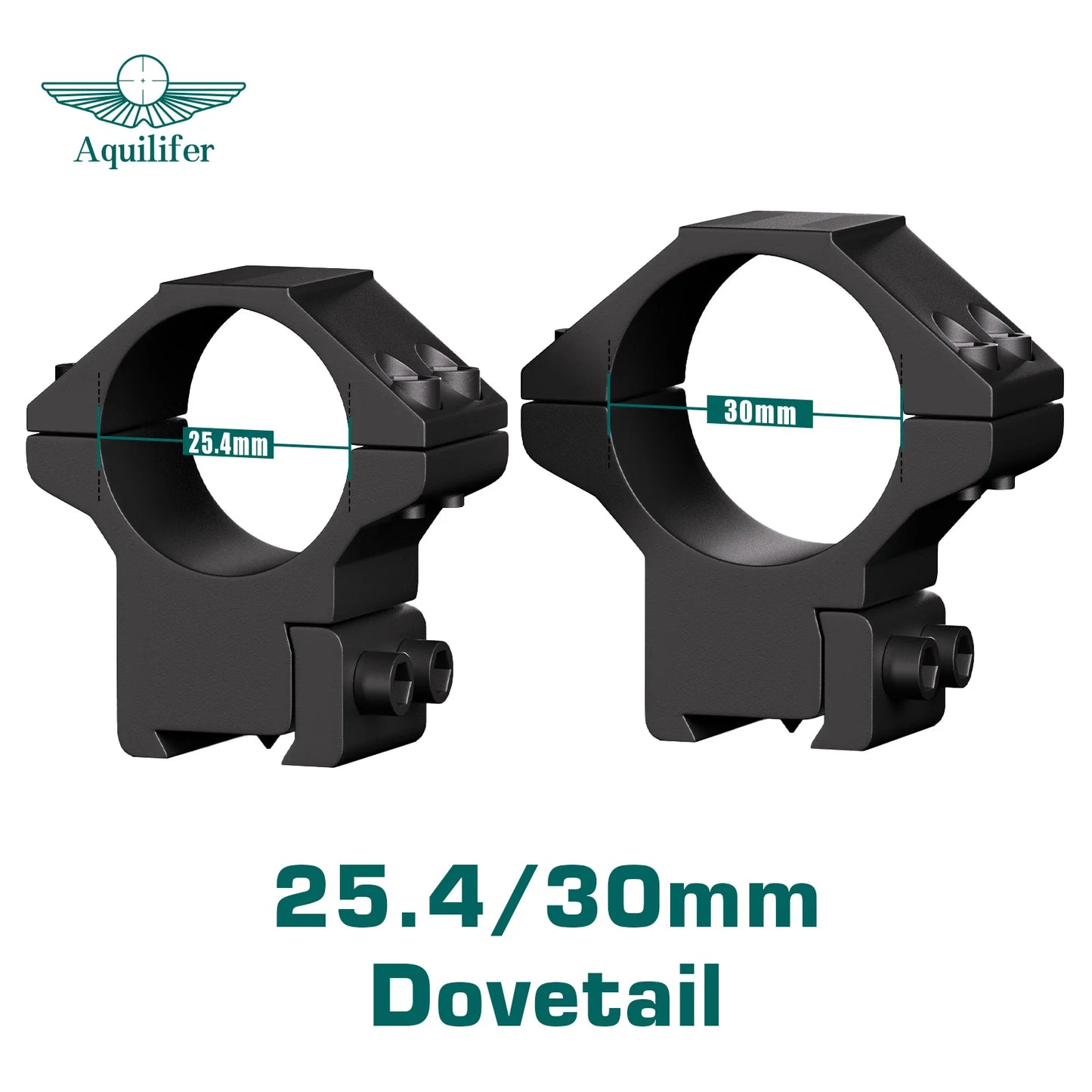 Aquilifer 25.4mm/30mm Dovetail Rail Scope Rings 2 Pcs Aluminum High Profile Tactical Optic Mounts for Hunting Shooting