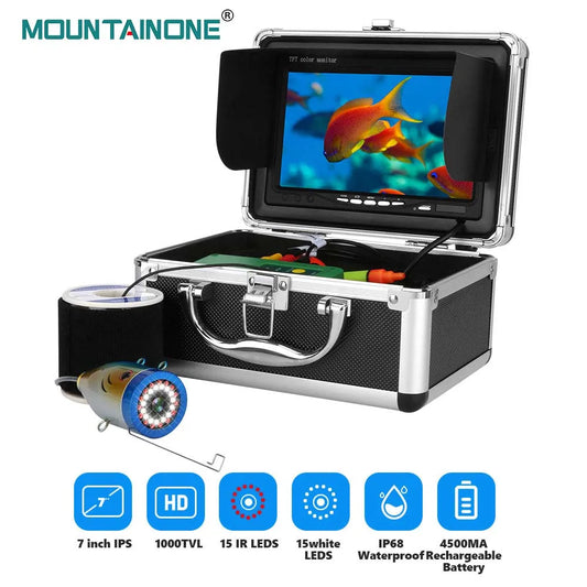 Fish Finder Underwater Fishing Camera Double Lamp 30LEDs 7Inch 15M 30M 50M IP68 Waterproof For ICE/Sea/River Fishing Fishfinder