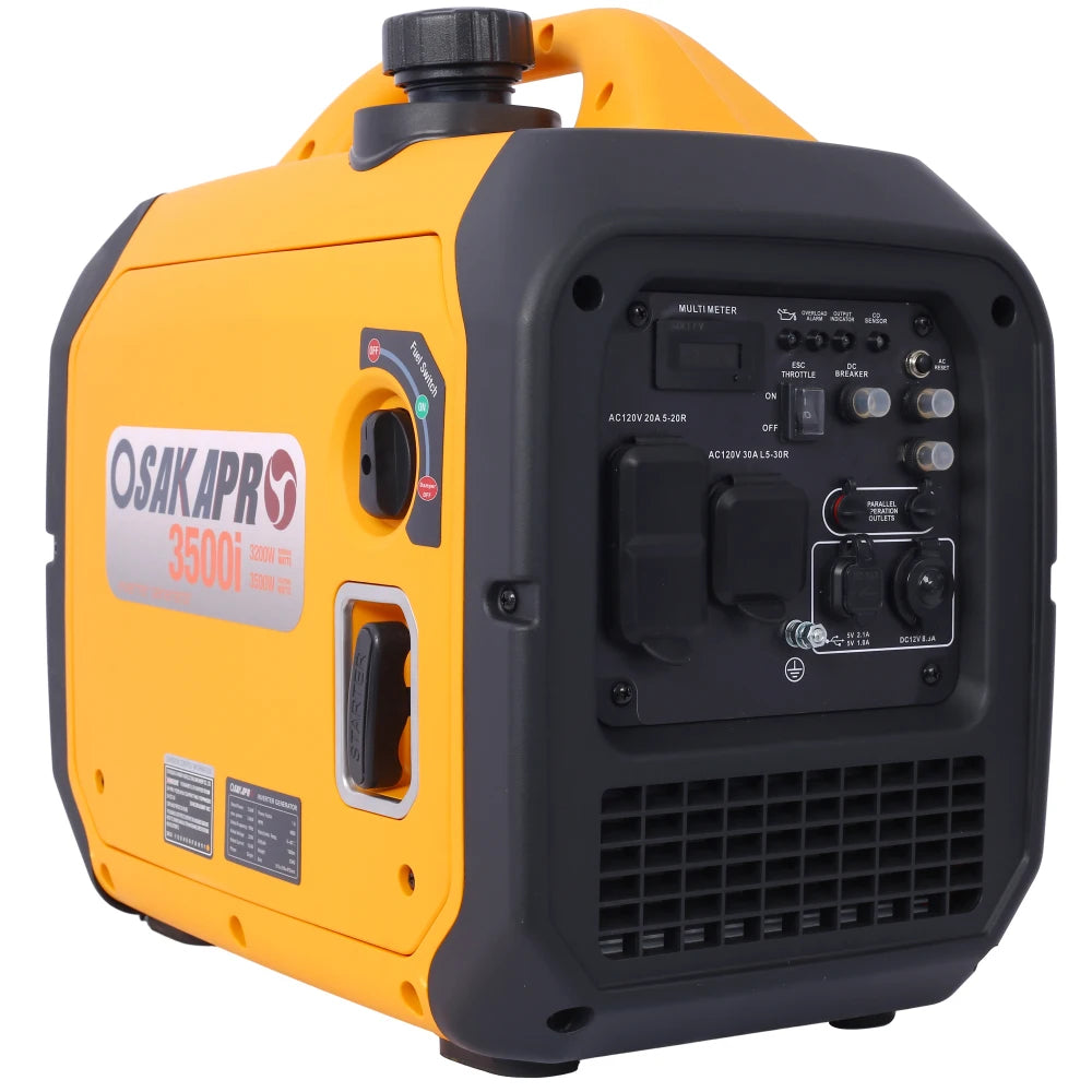 3500 Watt Portable Inverter Generator Gas Powered, EPA Compliant with CO SENSOR, Compact and Lightweight for Home Backup Power, Outdoor Camping, RV and Trailer AC Output Solar Generator for Garden Party